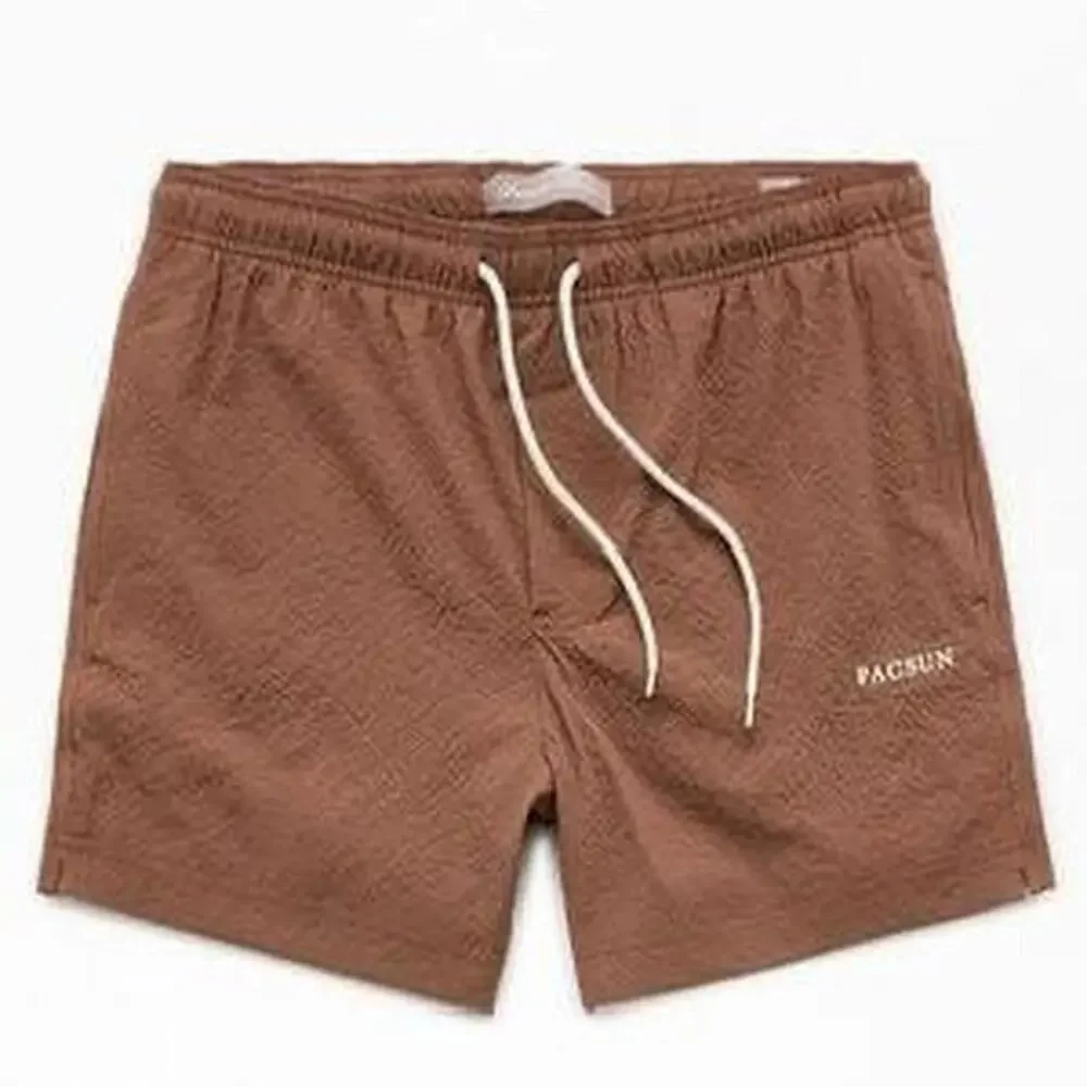 Large Textured Pacsun Brown Striped Swim Shorts - Picture 1 of 3